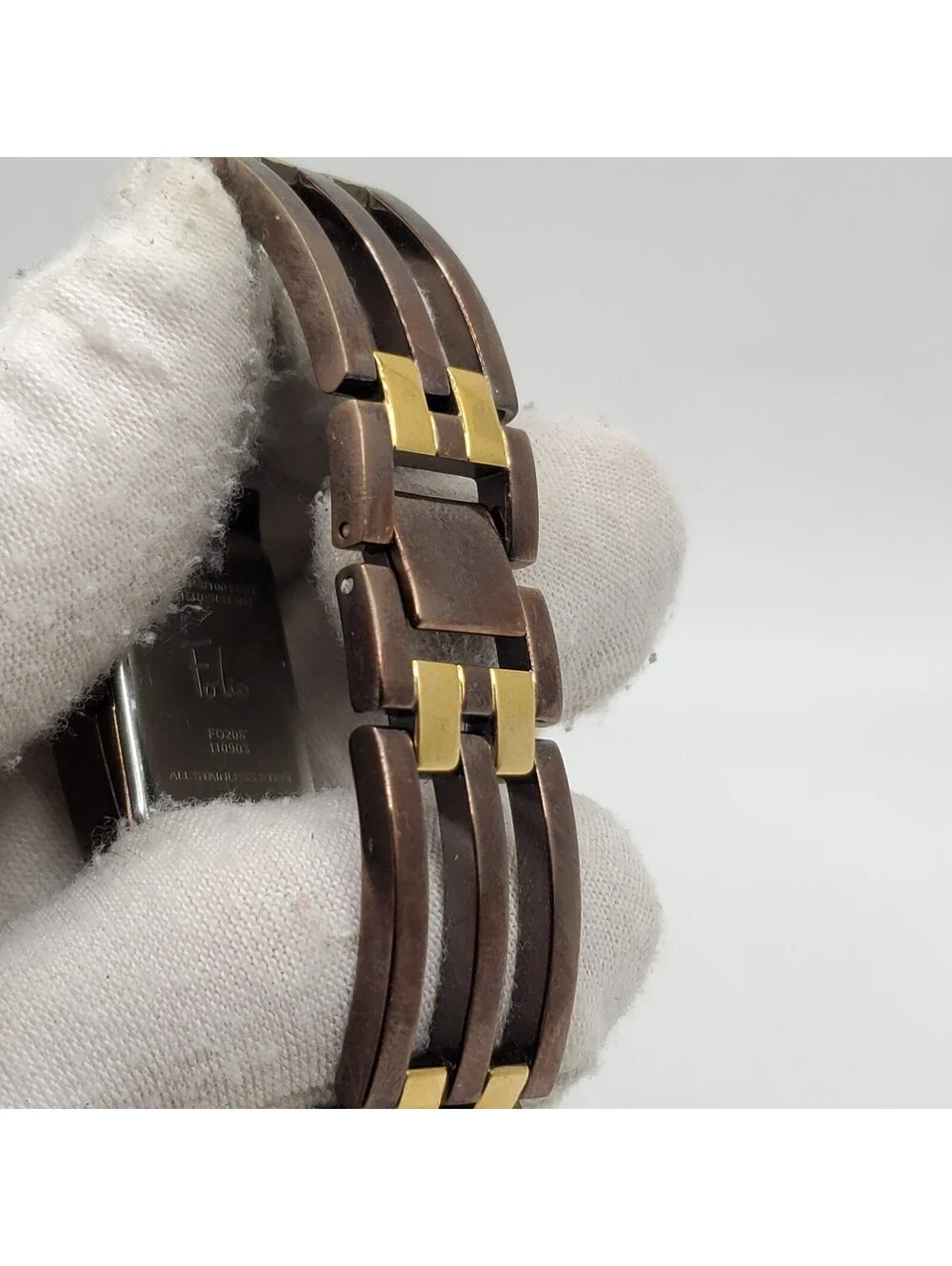 Folio Quartz Watch Womens 17mm Two-Tone Rectangle New Battery